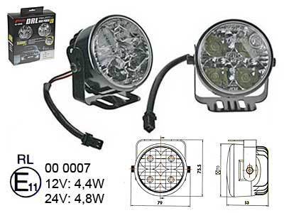 LED-päivävalosarja, 12-24V, 4x1W led